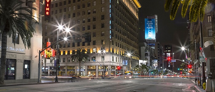 An illuminated street