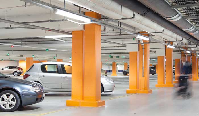 Parking garage HTC with circular lighting
